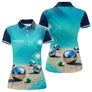 Polo Pétanque Bleu Turquoise - Vert Cochonnet Prénom - Polo Femme