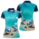 Polo Pétanque Bleu Turquoise - Vert Cochonnet Prénom - Polo Femme