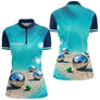 Polo Pétanque Bleu Turquoise - Vert Cochonnet Prénom - Polo Zippé Femme