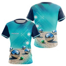 Polo Pétanque Bleu Turquoise - Vert Cochonnet Prénom - T-Shirt Femme