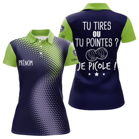 Polo Pétanque Bleu & Vert - Personnalisé Tenue Bouliste - Polo Femme