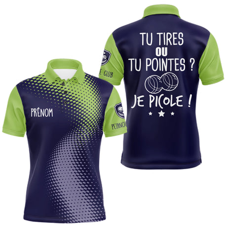 Polo Pétanque Bleu & Vert - Personnalisé Tenue Bouliste - Polo Homme