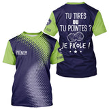 Polo Pétanque Bleu & Vert - Personnalisé Tenue Bouliste - T-Shirt Homme
