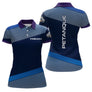 Polo Pétanque Bleu & Violet Personnalisé - Cadeau Boules Homme Femme - Polo Femme