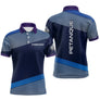 Polo Pétanque Bleu & Violet Personnalisé - Cadeau Boules Homme Femme - Polo Homme
