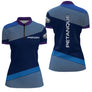 Polo Pétanque Bleu & Violet Personnalisé - Cadeau Boules Homme Femme - Polo Zippé Femme