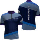 Polo Pétanque Bleu & Violet Personnalisé - Cadeau Boules Homme Femme - Polo Zippé Homme