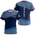 Polo Pétanque Bleu & Violet Personnalisé - Cadeau Boules Homme Femme - T-Shirt Femme