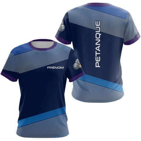 Polo Pétanque Bleu & Violet Personnalisé - Cadeau Boules Homme Femme - T-Shirt Femme