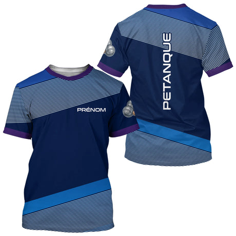 Polo Pétanque Bleu & Violet Personnalisé - Cadeau Boules Homme Femme - T-Shirt Homme