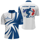 Polo Pétanque Blue Française - Personnalisable Prénom & Équipe - Polo Zippé Homme