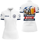 Polo Pétanque Bonne Humeur - Homme Femme Bière & Boules - Polo Zippé Femme
