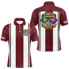 Polo Pétanque Bordeaux Rayé - Édition Limitée Rouge Blanc - Polo Homme