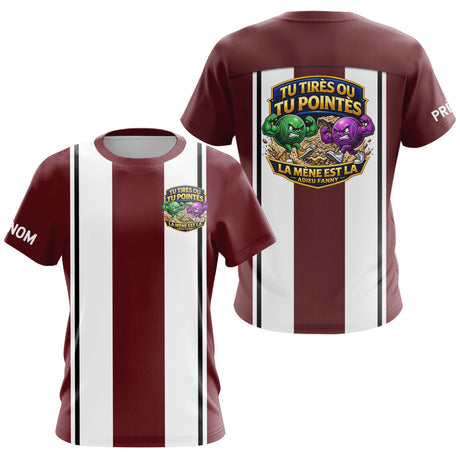 Polo Pétanque Bordeaux Rayé - Édition Limitée Rouge Blanc - T-Shirt Femme