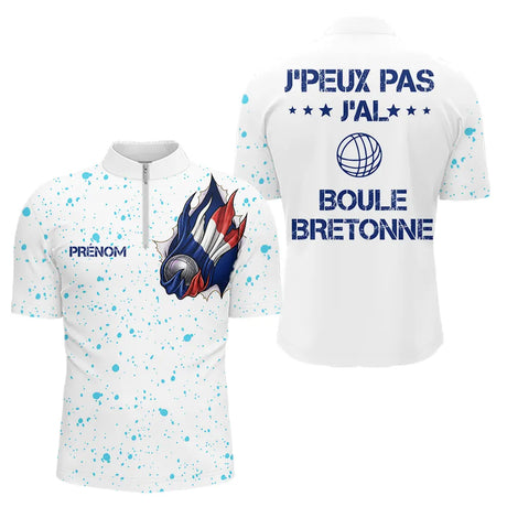 Polo Pétanque Boule Bretonne - Style Français Homme Femme - Polo Zippé Homme