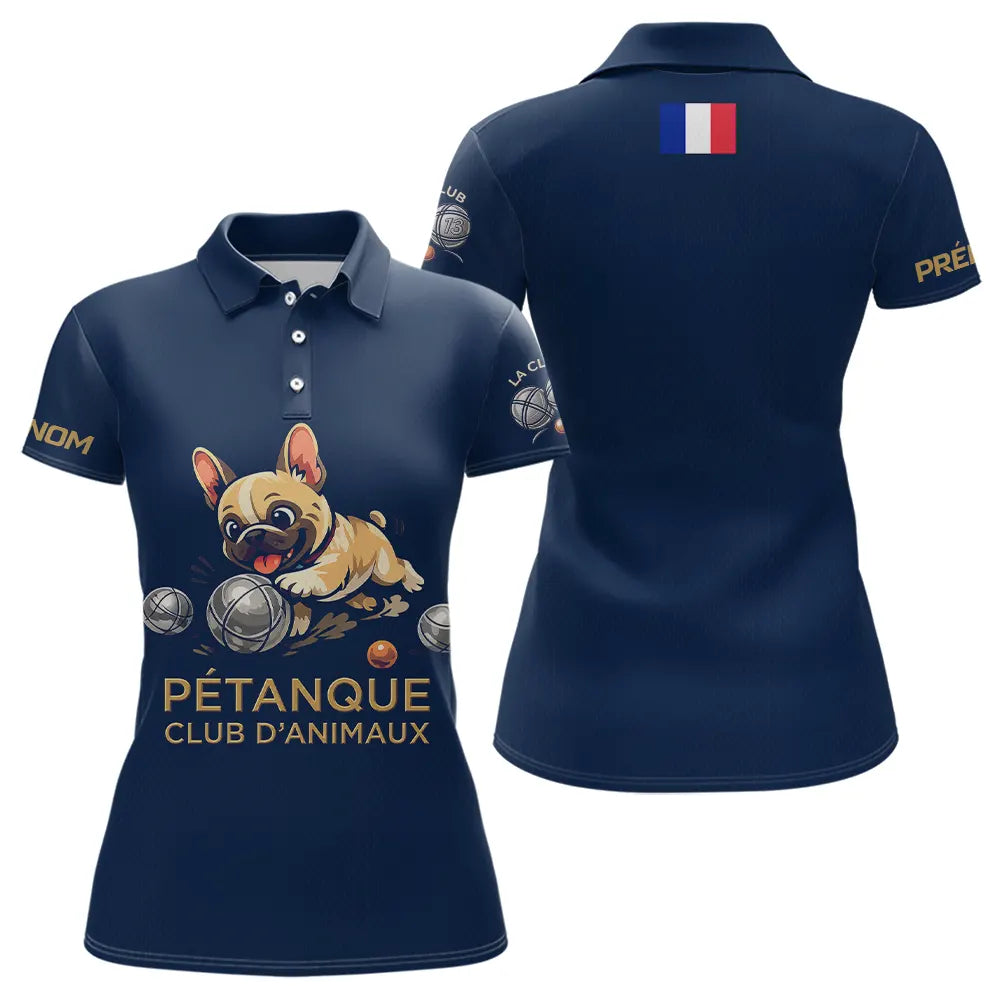 Polo Pétanque Bouledogue Homme Femme - Marine Bulldog - Polo Femme