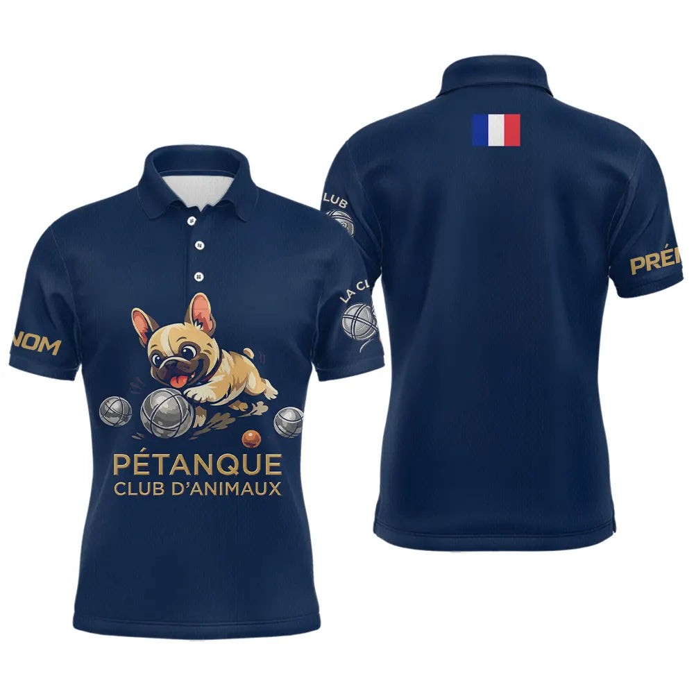 Polo Pétanque Bouledogue Homme Femme - Marine Bulldog - Polo Homme