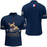 Polo Pétanque Bouledogue Homme Femme - Marine Bulldog - Polo Zippé Homme