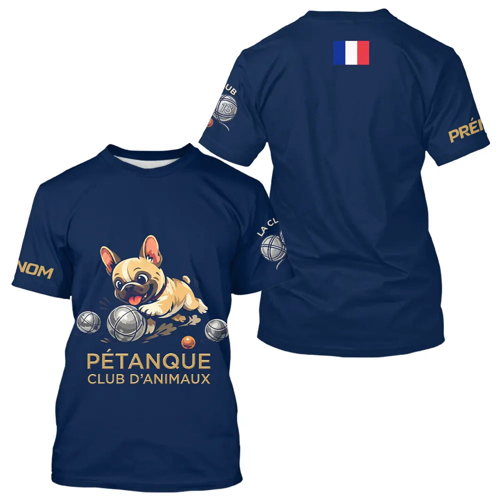 Polo Pétanque Bouledogue Homme Femme - Marine Bulldog - T-Shirt Homme