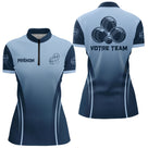 Polo Pétanque Boules - Bleu Gradient Prénom & Équipe - Polo Zippé Femme