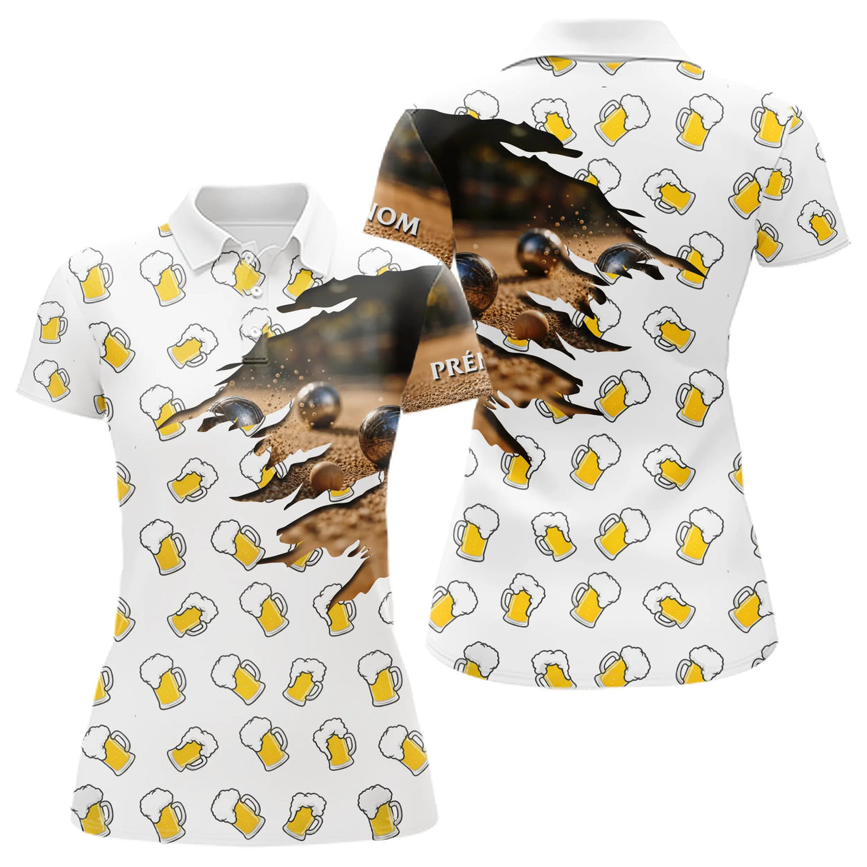 Polo Pétanque Boules & Bière - Apéro Cadeau Homme Femme - Polo Femme