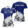Polo Pétanque Boules Métalliques - Bleu & Blanc Team - Polo Femme