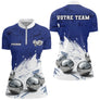 Polo Pétanque Boules Métalliques - Bleu & Blanc Team - Polo Zippé Femme