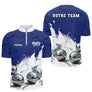 Polo Pétanque Boules Métalliques - Bleu & Blanc Team - Polo Zippé Homme