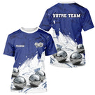 Polo Pétanque Boules Métalliques - Bleu & Blanc Team - T-Shirt Homme