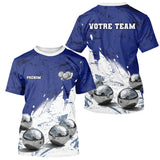Polo Pétanque Boules Métalliques - Bleu & Blanc Team - T-Shirt Homme