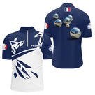 Polo Pétanque Boules Métallisées - Design Français Marine - Polo Zippé Homme
