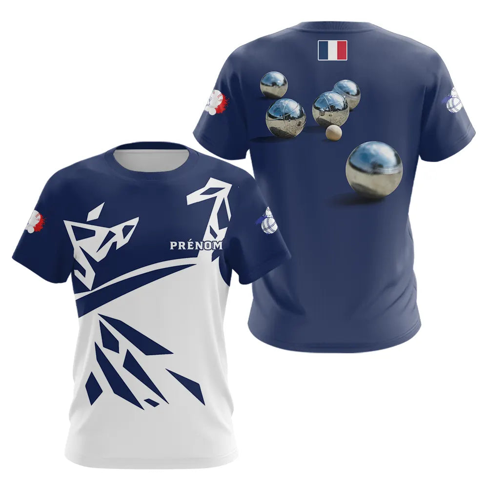 Polo Pétanque Boules Métallisées - Design Français Marine - T-Shirt Femme