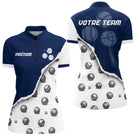 Polo Pétanque Boules Original – Effet Déchiré Bleu Blanc - Polo Zippé Femme