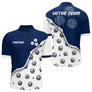 Polo Pétanque Boules Original – Effet Déchiré Bleu Blanc - Polo Zippé Homme