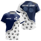Polo Pétanque Boules Original – Effet Déchiré Bleu Blanc - T-Shirt Femme