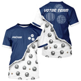 Polo Pétanque Boules Original – Effet Déchiré Bleu Blanc - T-Shirt Homme