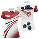 Polo Pétanque Boules Rouge Blanc - Joueur Personnalisé Tricolore - Polo Femme