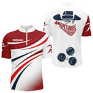 Polo Pétanque Boules Rouge Blanc - Joueur Personnalisé Tricolore - Polo Zippé Homme