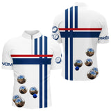 Polo Pétanque Boules et Drapeau - Bleu Blanc Rouge Personnalisable - Polo Zippé Femme