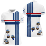 Polo Pétanque Boules et Drapeau - Bleu Blanc Rouge Personnalisable - Polo Zippé Homme