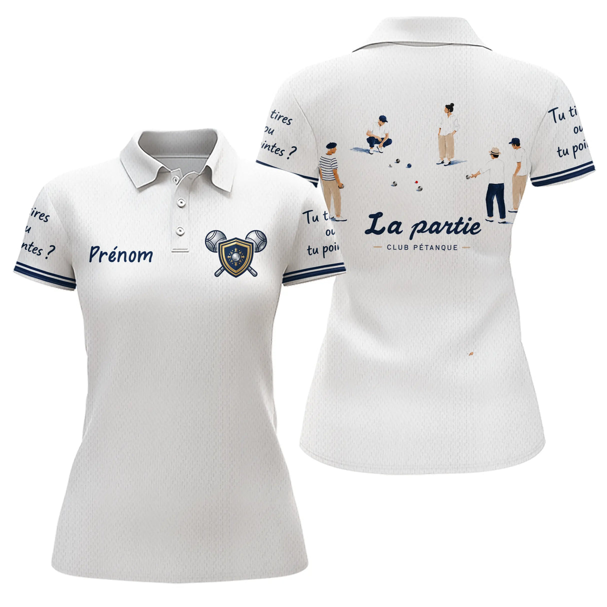 Polo Pétanque Bouliste Française - La Partie Amis Blanc - Polo Femme