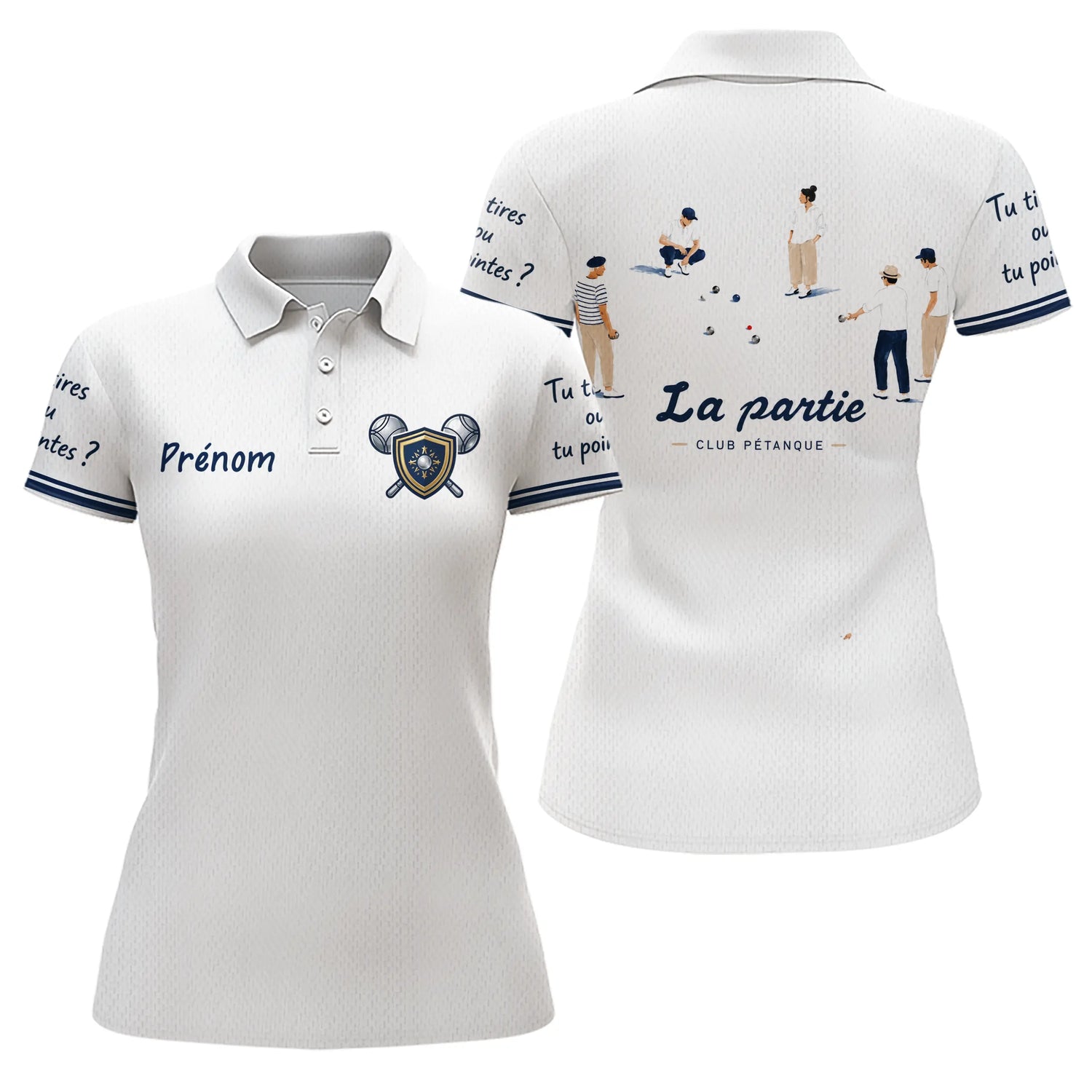 Polo Pétanque Bouliste Française - La Partie Amis Blanc - Polo Femme