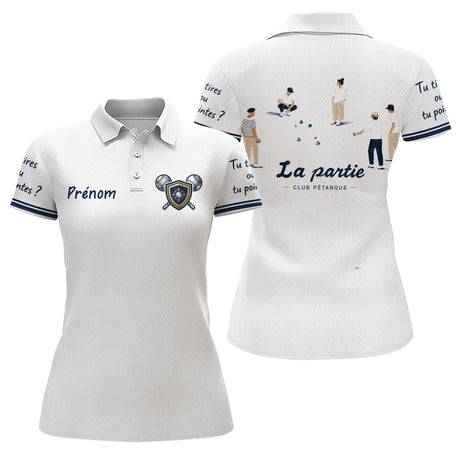 Polo Pétanque Bouliste Française - La Partie Amis Blanc - Polo Femme