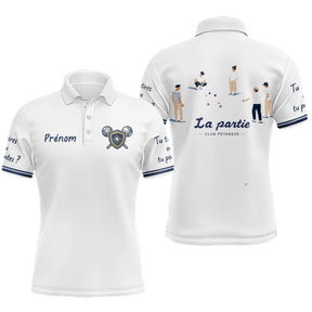 Polo Pétanque Bouliste Française - La Partie Amis Blanc - Polo Homme