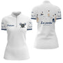 Polo Pétanque Bouliste Française - La Partie Amis Blanc - Polo Zippé Femme