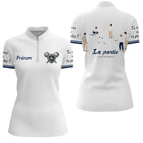 Polo Pétanque Bouliste Française - La Partie Amis Blanc - Polo Zippé Femme