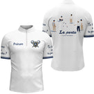 Polo Pétanque Bouliste Française - La Partie Amis Blanc - Polo Zippé Homme