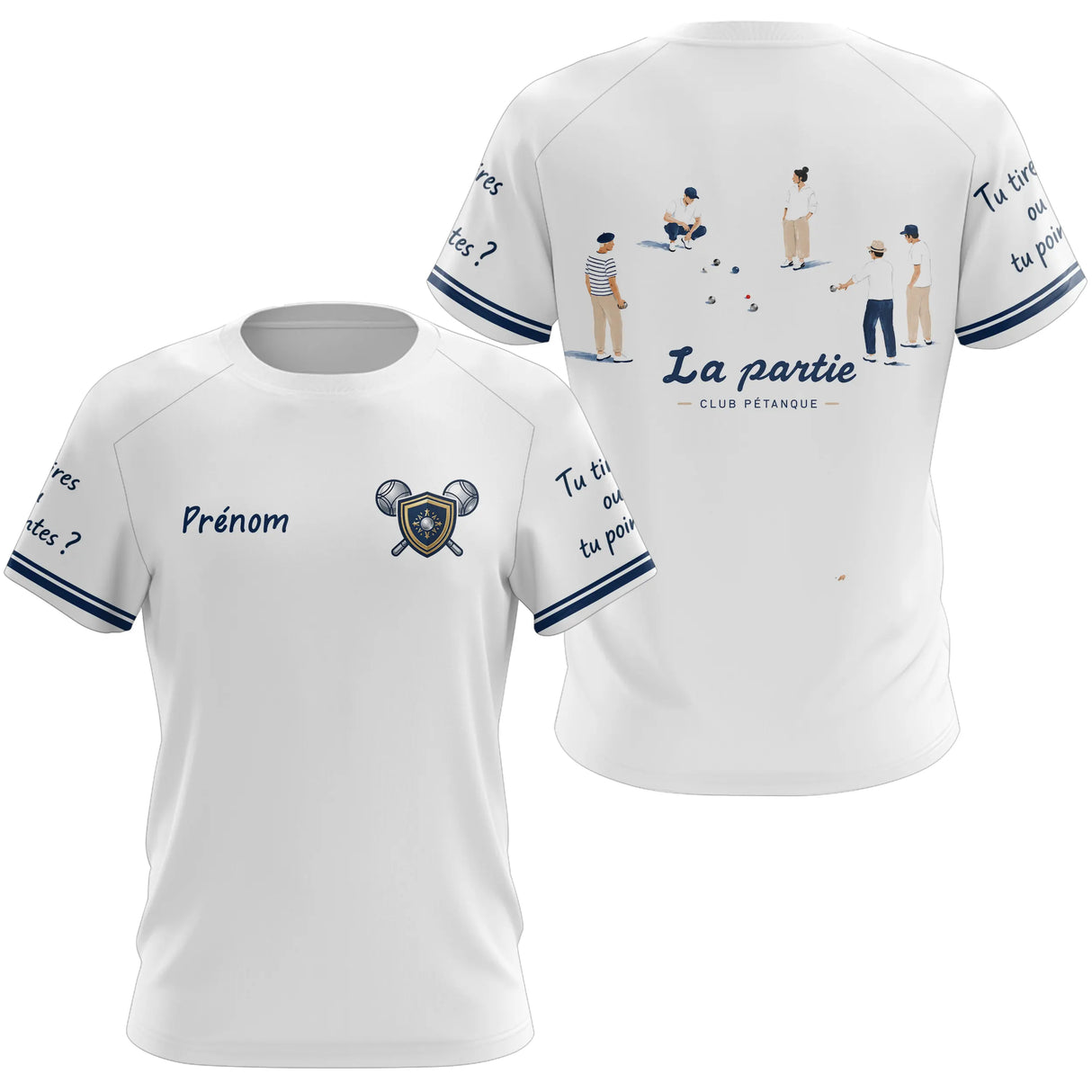 Polo Pétanque Bouliste Française - La Partie Amis Blanc - T-Shirt Femme