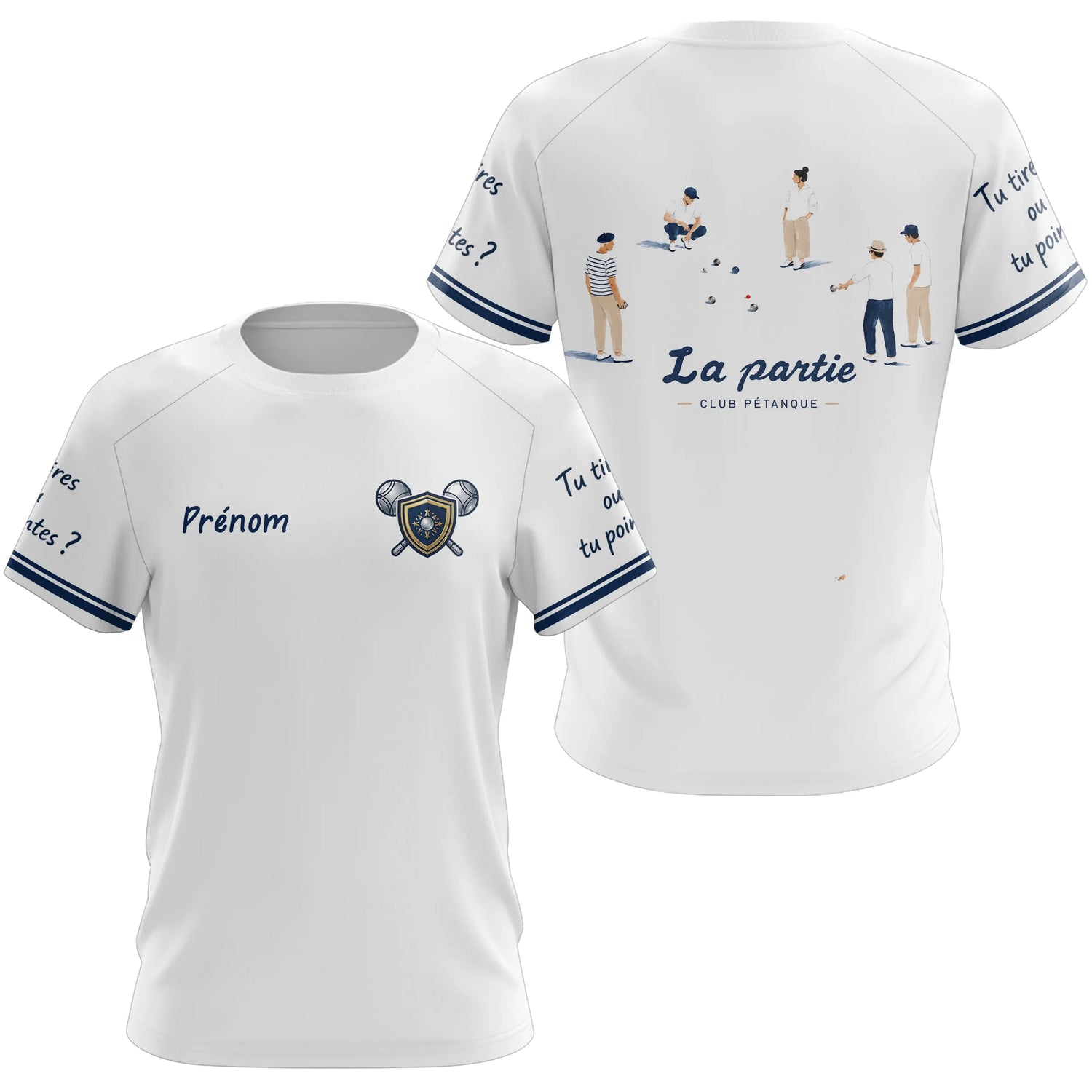 Polo Pétanque Bouliste Française - La Partie Amis Blanc - T-Shirt Femme