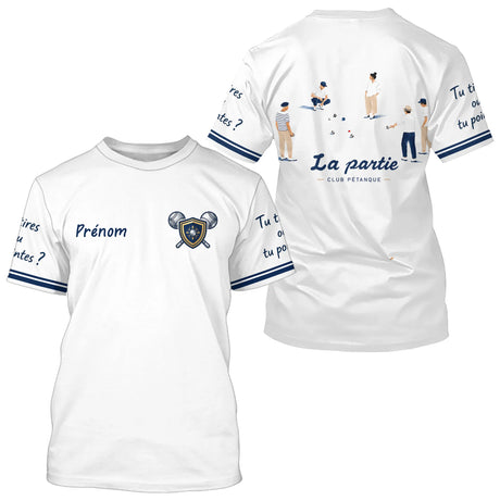 Polo Pétanque Bouliste Française - La Partie Amis Blanc - T-Shirt Homme
